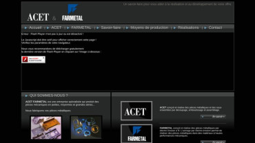 Page d'accueil du site : Acet Farmetal