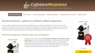Page d'accueil du site : Cafetière Nespresso