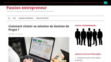 Page d'accueil du site : Passion-Entrepreneur