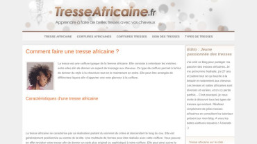 Page d'accueil du site : Tresse Africaine