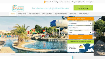 Page d'accueil du site : Plein Air Vacances