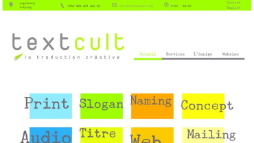 Page d'accueil du site : Textcult