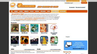 Page d'accueil du site : Zivagame