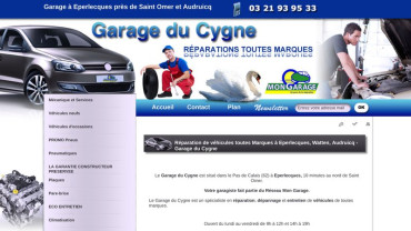 Page d'accueil du site : Garage du cygne