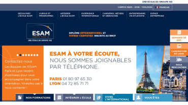 Page d'accueil du site : ESAM
