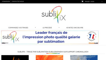 Page d'accueil du site : Sublipix