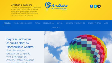 Page d'accueil du site : Ardèche Montgolfière