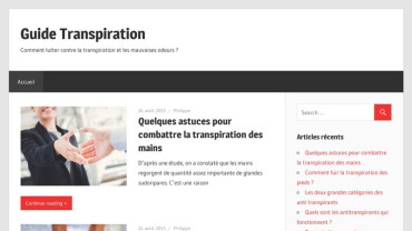 Page d'accueil du site : Guide transpiration