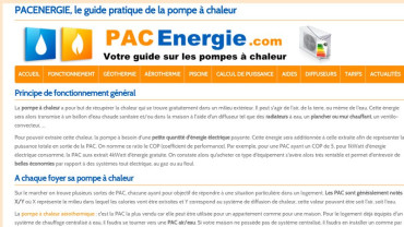 Page d'accueil du site : PAC Energie