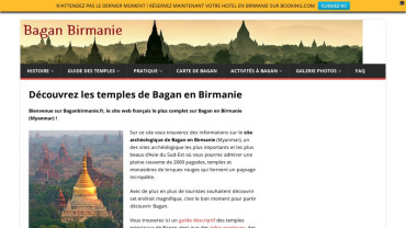 Page d'accueil du site : Temples de Bagan