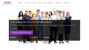 Page d'accueil du site : 1001-autoentrepreneurs
