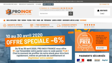 Page d'accueil du site : Pro Inox 