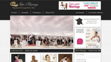 Page d'accueil du site : Rêve de mariage