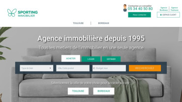 Page d'accueil du site : Sporting immobilier