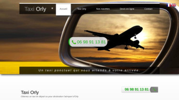 Page d'accueil du site : Taxi Orly