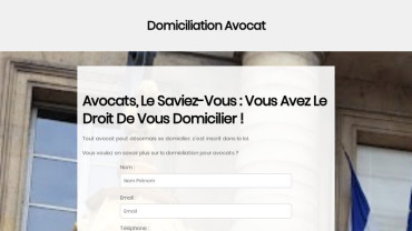 Page d'accueil du site : Domiciliation Avocats