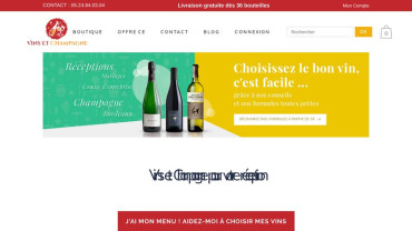 Page d'accueil du site : Vins et champagne