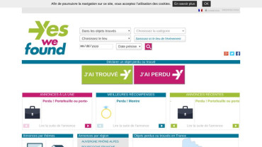 Page d'accueil du site : France Objets Trouvés