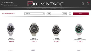 Page d'accueil du site : Pure Vintage