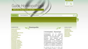 Page d'accueil du site : Guide Homéopathique