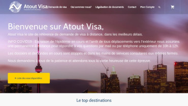 Page d'accueil du site : Atout Visa