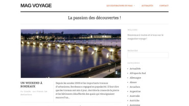 Page d'accueil du site : Magazine Voyage