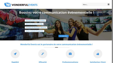 Page d'accueil du site : Wonderful Events France