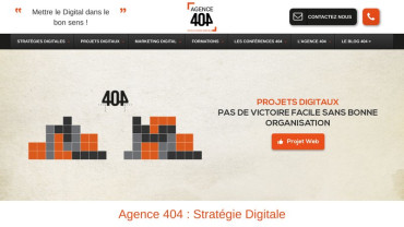 Page d'accueil du site : Agence 404