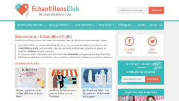 Page d'accueil du site : Echantillons Club