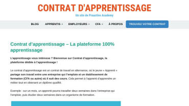 Page d'accueil du site : Contrat d'Apprentissage