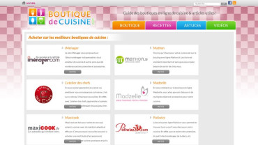 Page d'accueil du site : Boutique de cuisine