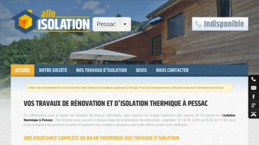 Page d'accueil du site : Allo-Isolation Pessac
