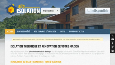 Page d'accueil du site : Allo-Isolation Mérignac