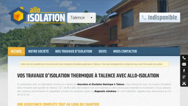Page d'accueil du site : Allo-Isolation Talence