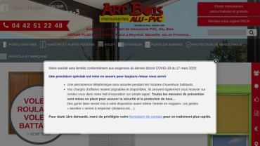 Page d'accueil du site : Artbois Menuiseries
