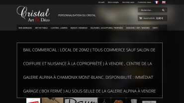 Page d'accueil du site : Cristal Art & Déco