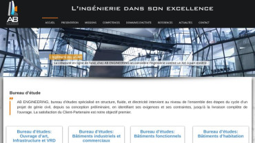 Page d'accueil du site : AB Engineering