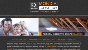Page d'accueil du site : Mondial Isolation