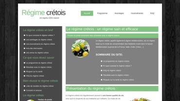 Page d'accueil du site : Régime crétois
