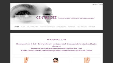 Page d'accueil du site : Centre Ozé