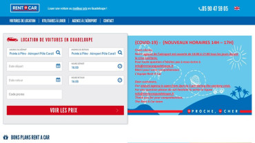 Page d'accueil du site : Rentacar Guadeloupe
