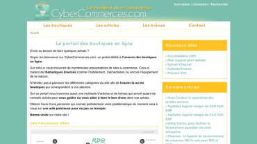 Page d'accueil du site : CyberCommerces
