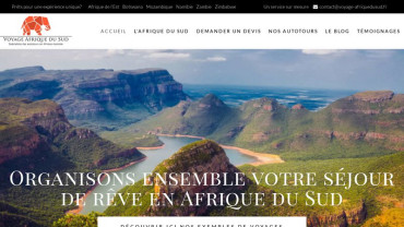 Page d'accueil du site : Voyage Afrique du Sud