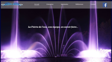 Page d'accueil du site : Féérie de l'eau