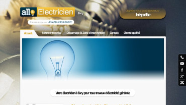 Page d'accueil du site : Allo-Electricien Evry