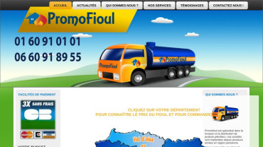 Page d'accueil du site : Promofioul