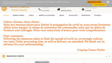 Page d'accueil du site : France Perles