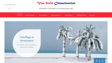 Page d'accueil du site : Van Froid Climatisation