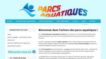 Page d'accueil du site : Parcs Aquatiques