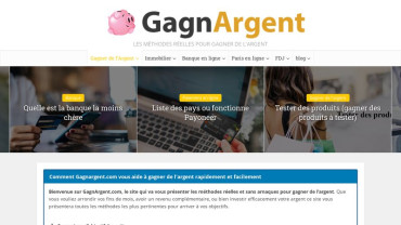 Page d'accueil du site : GagnArgent
